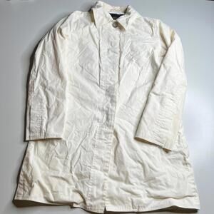 Coach Leatherware Ivory Trench Coat Womens Size L Vintage Style Light Yellowing